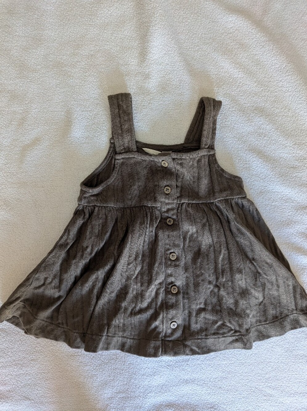 Burt's Bees Baby Brown/Green Button-Front Romper Dress
